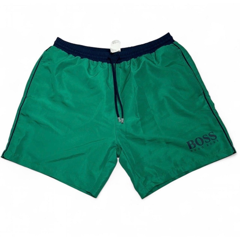 Hugo Boss Starfish BM Swim Shorts Mens Medium Green Navy Blue Trunks 50220844